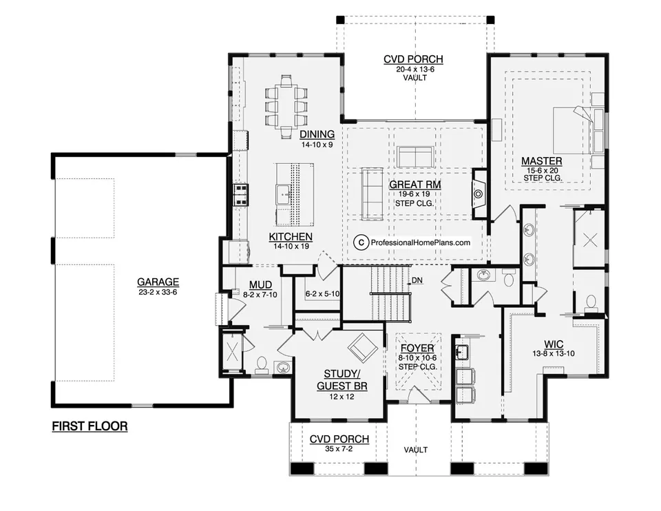 The Novarra main level floor plan